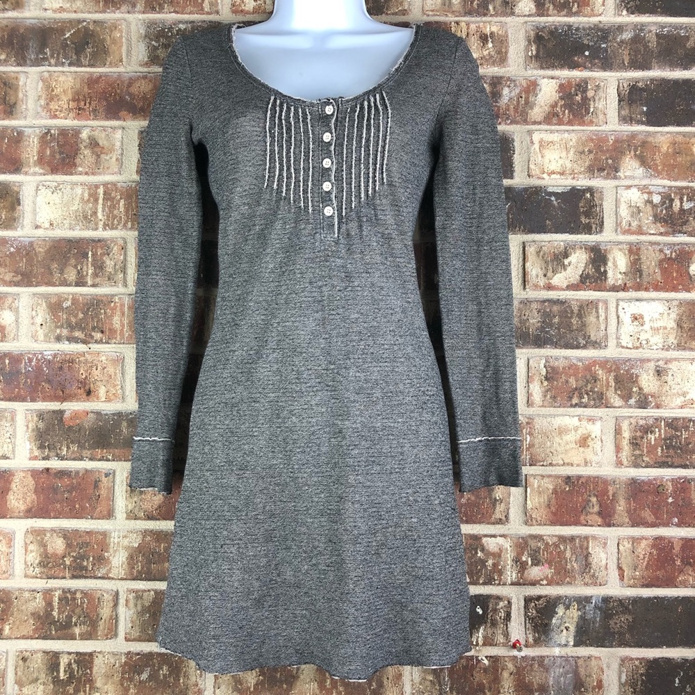 UO Ecoté Sweater Knit Long Sleeve Gray Tan Dress